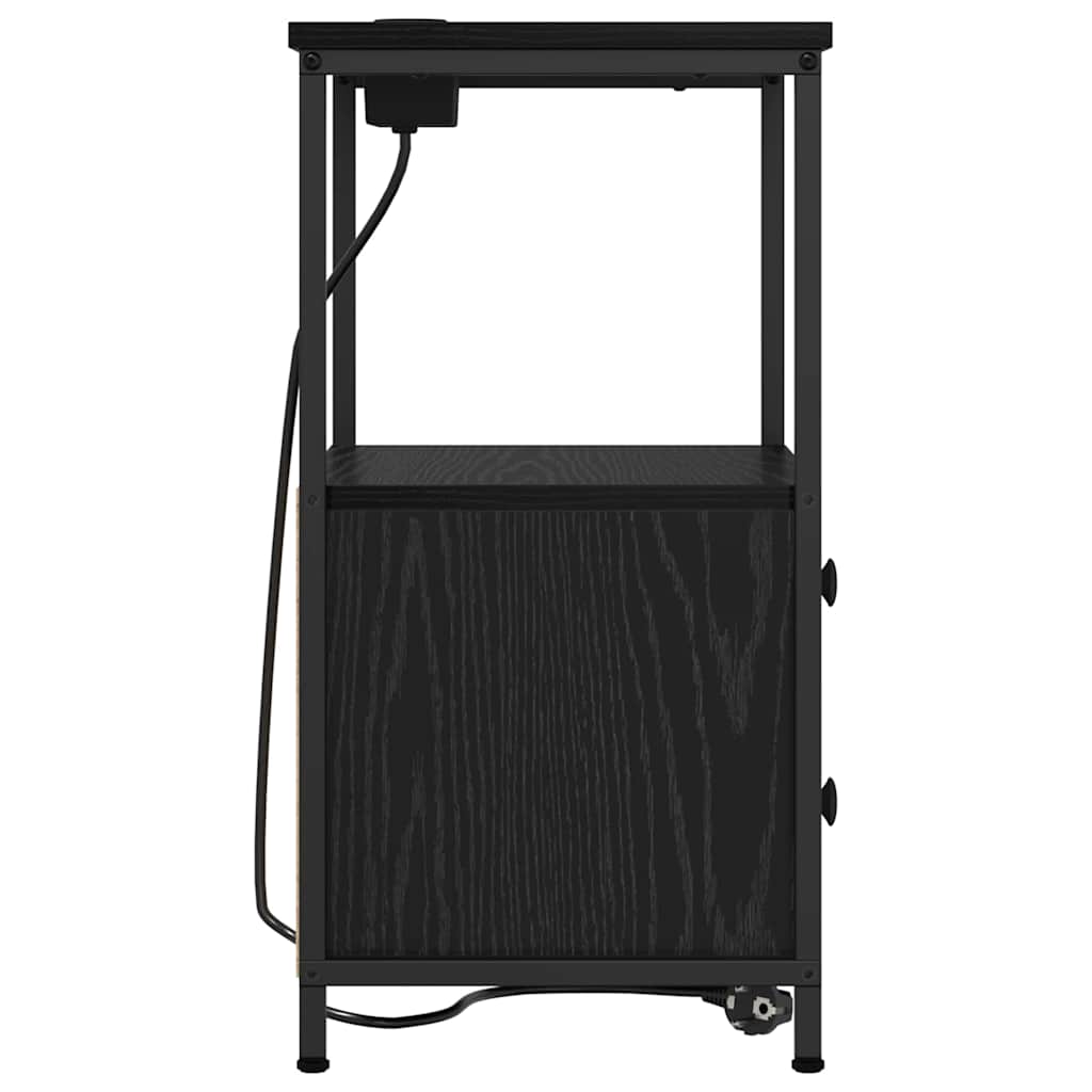 vidaXL Szafka Nocna z szufladą 2 pcs Czarny Dąb 40 x 31 x 60 cm