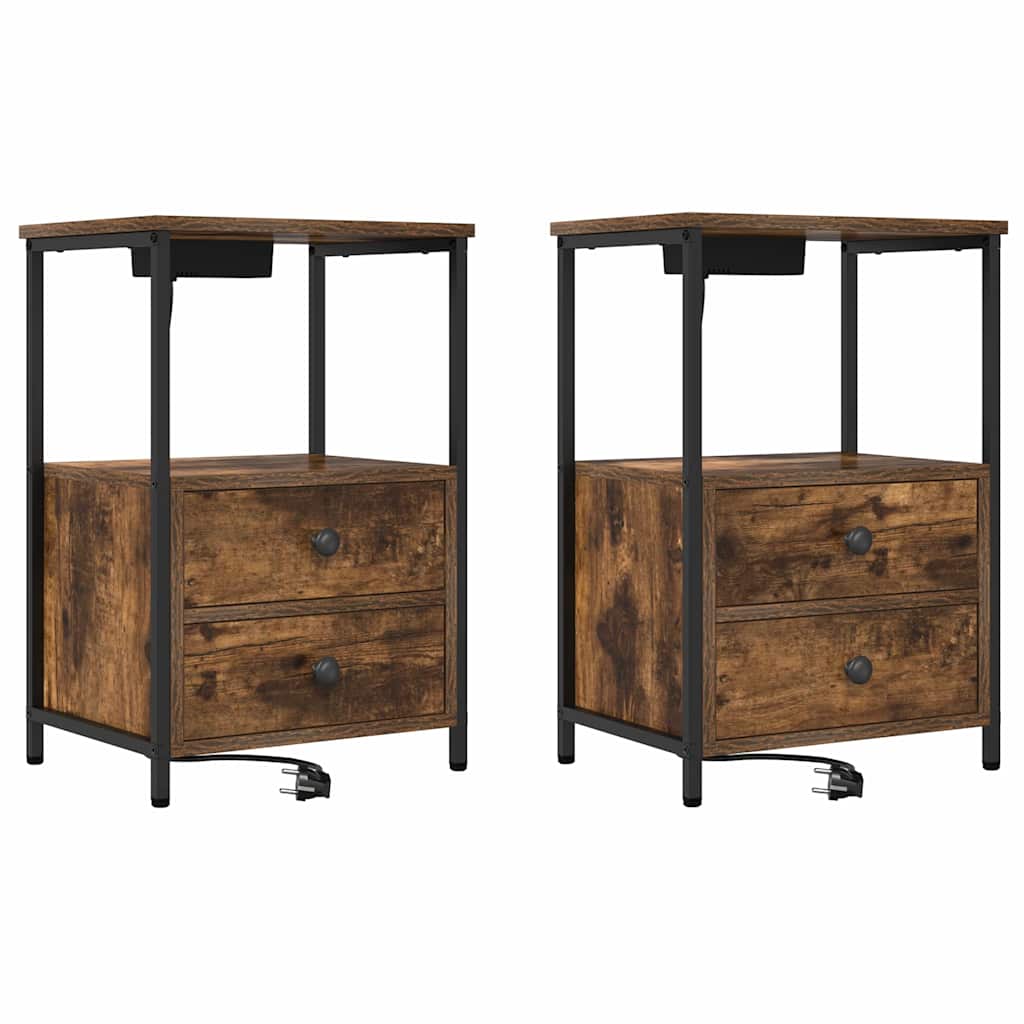 vidaXL Szafka Nocna z szufladą 2 pcs Dąb wędzony 40 x 31 x 60 cm