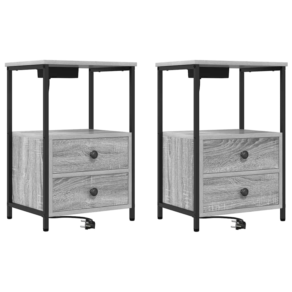 vidaXL Szafka Nocna z szufladą 2 pcs Szary Sonoma 40 x 31 x 60 cm