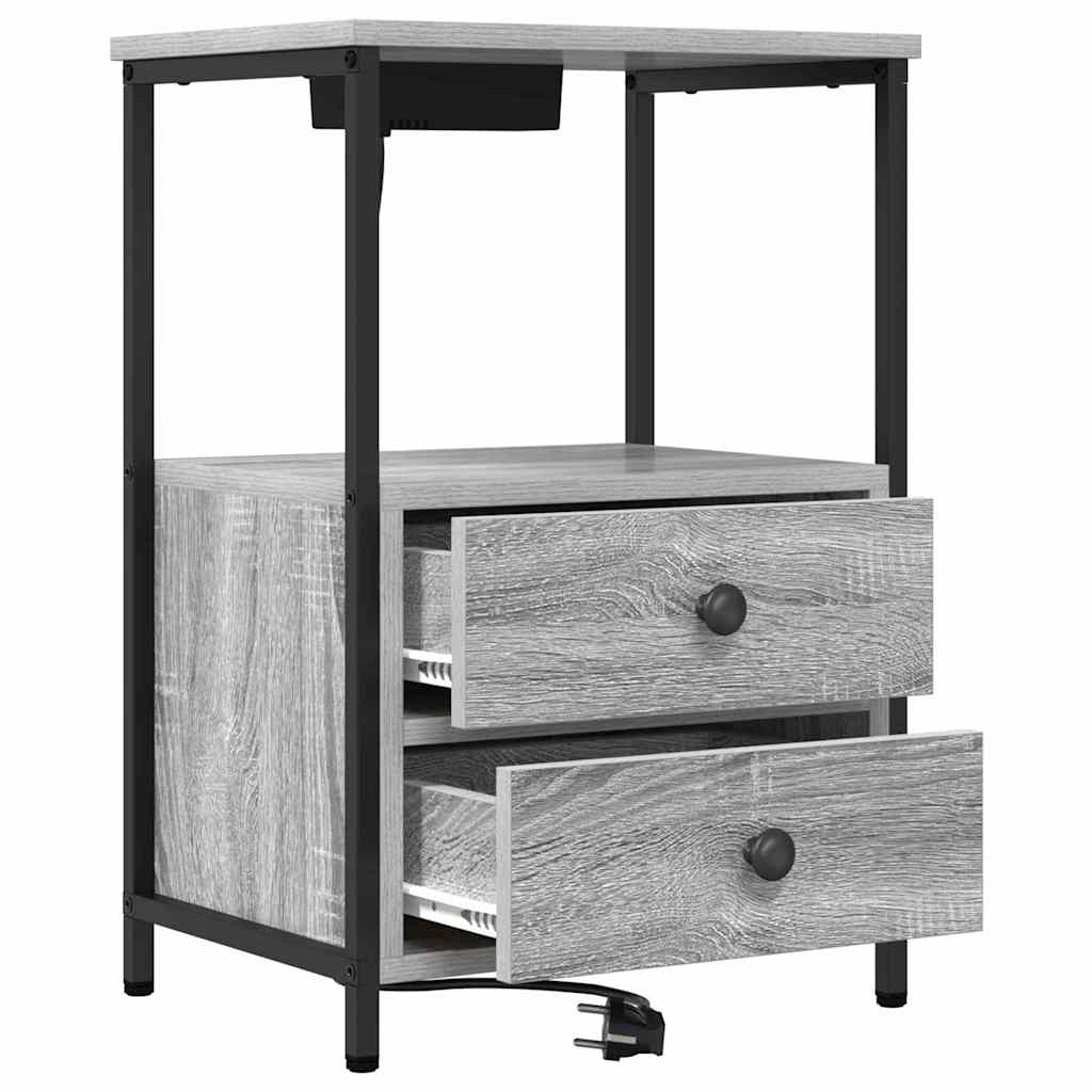 vidaXL Szafka Nocna z szufladą 2 pcs Szary Sonoma 40 x 31 x 60 cm