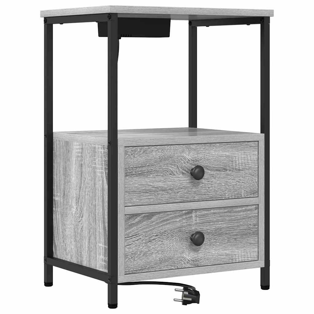 vidaXL Szafka Nocna z szufladą 2 pcs Szary Sonoma 40 x 31 x 60 cm