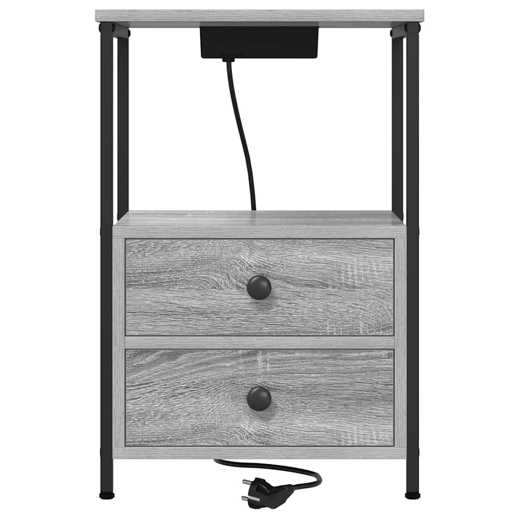 vidaXL Szafka Nocna z szufladą 2 pcs Szary Sonoma 40 x 31 x 60 cm