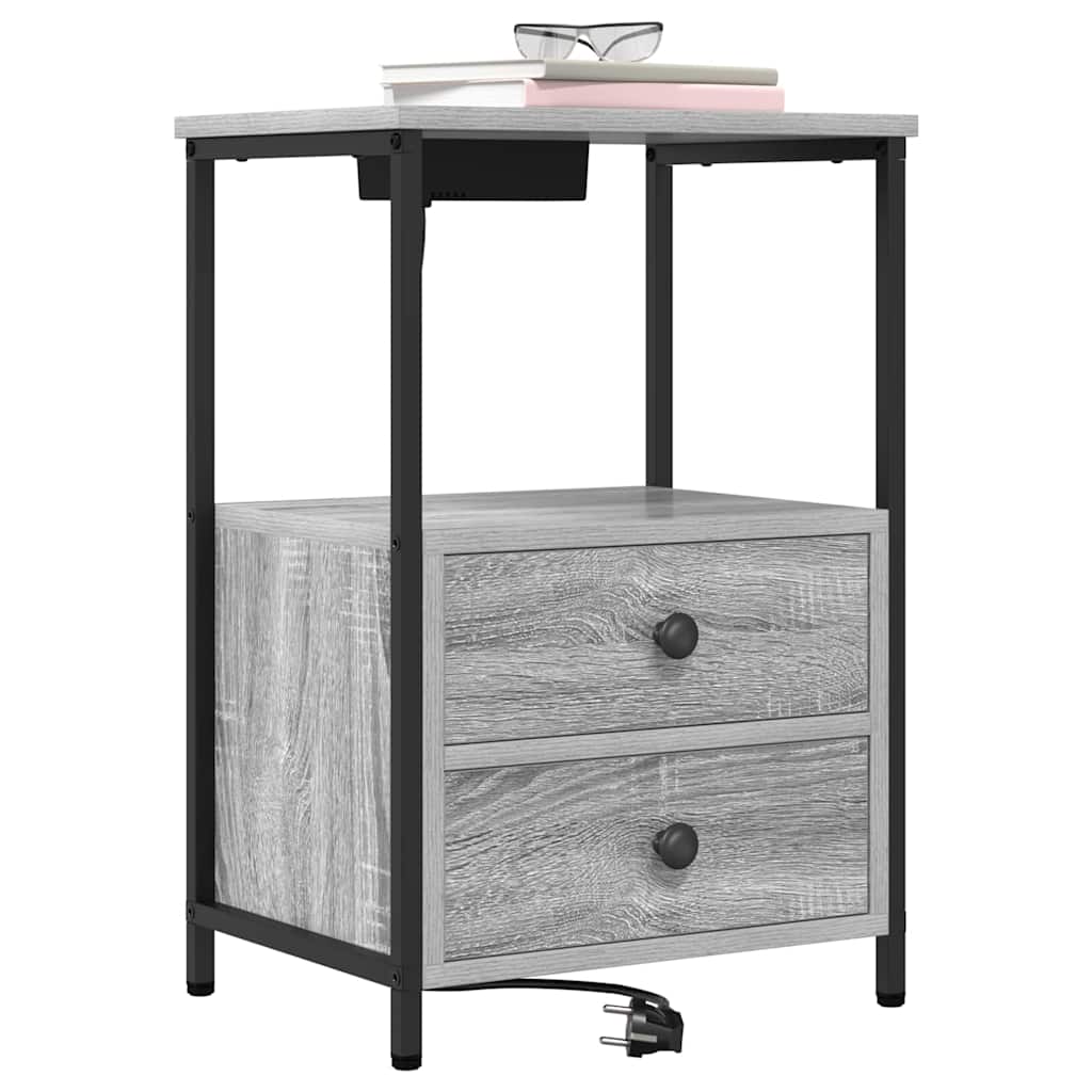 vidaXL Szafka Nocna z szufladą 2 pcs Szary Sonoma 40 x 31 x 60 cm