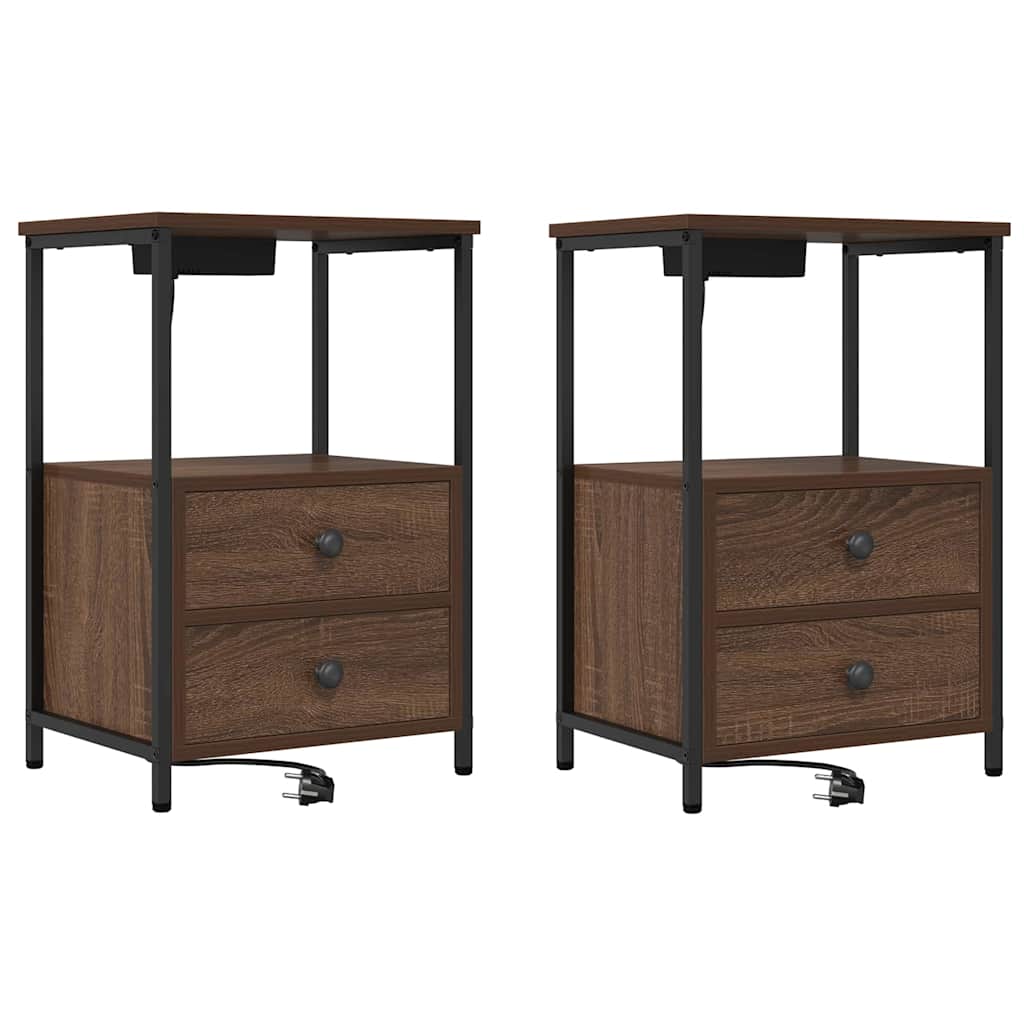 vidaXL Szafka Nocna z szufladą 2 pcs Brązowy dąb 40 x 31 x 60 cm