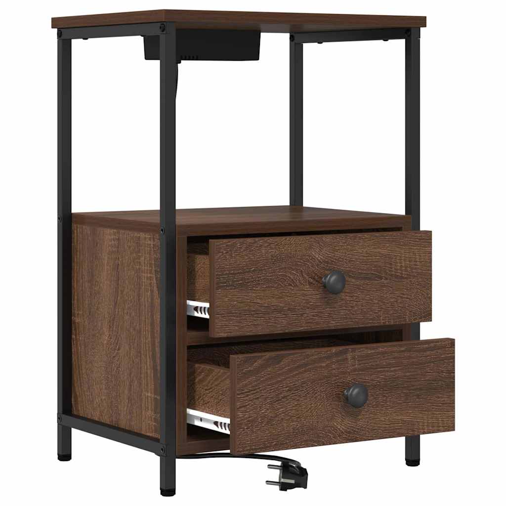vidaXL Szafka Nocna z szufladą 2 pcs Brązowy dąb 40 x 31 x 60 cm