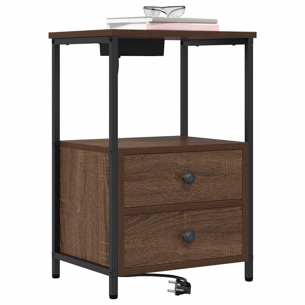 vidaXL Szafka Nocna z szufladą 2 pcs Brązowy dąb 40 x 31 x 60 cm