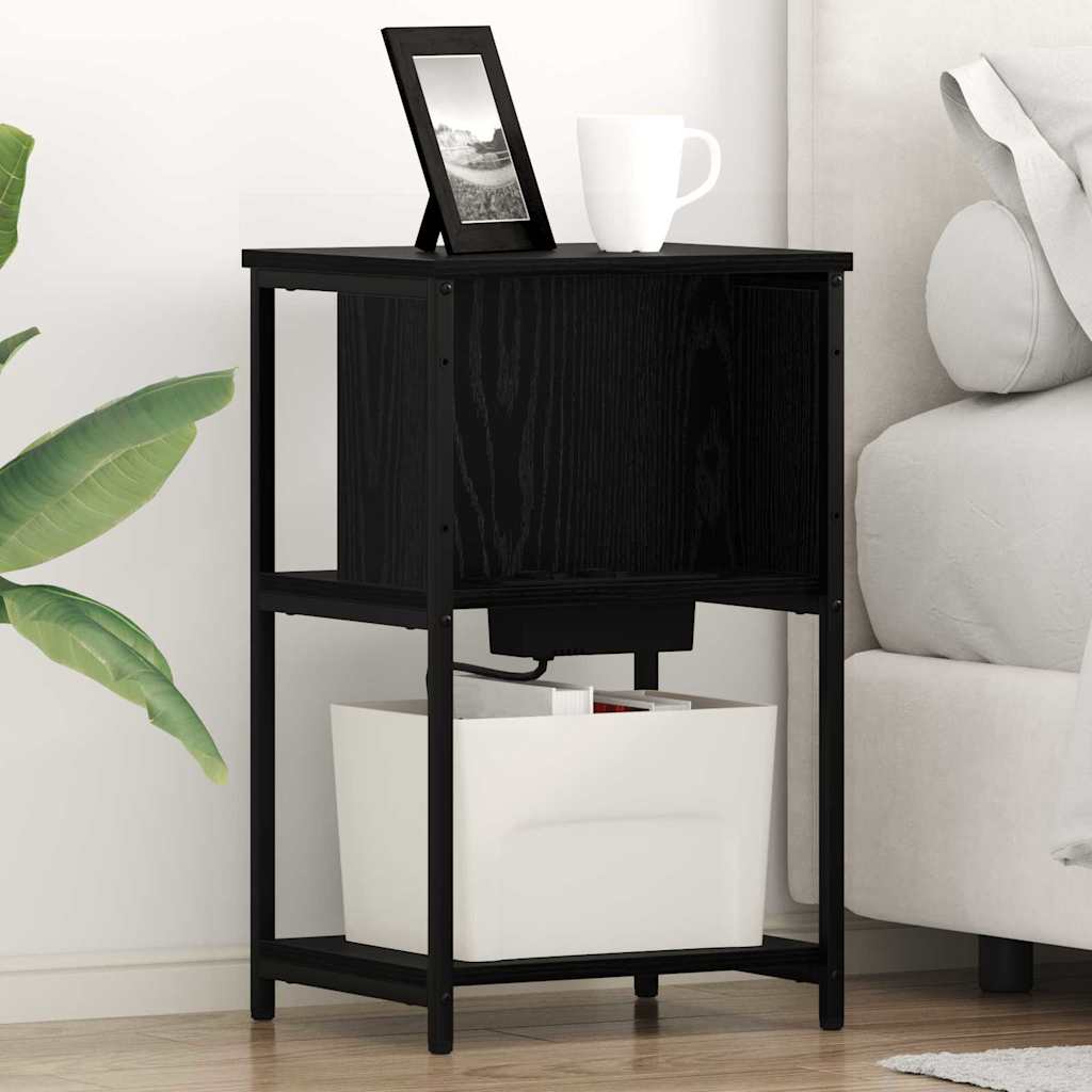 vidaXL Szafka Nocna 2 pcs Czarny Dąb 38 x 31 x 61 cm