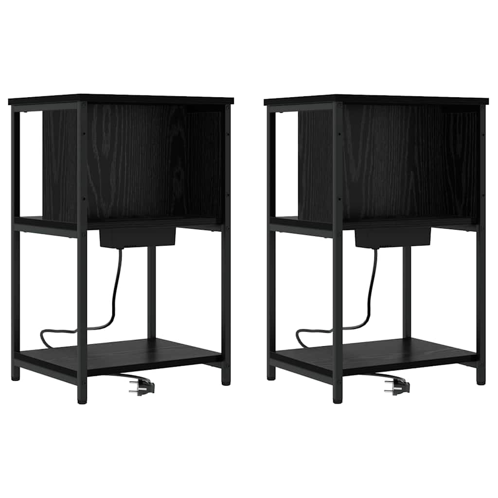 vidaXL Szafka Nocna 2 pcs Czarny Dąb 38 x 31 x 61 cm