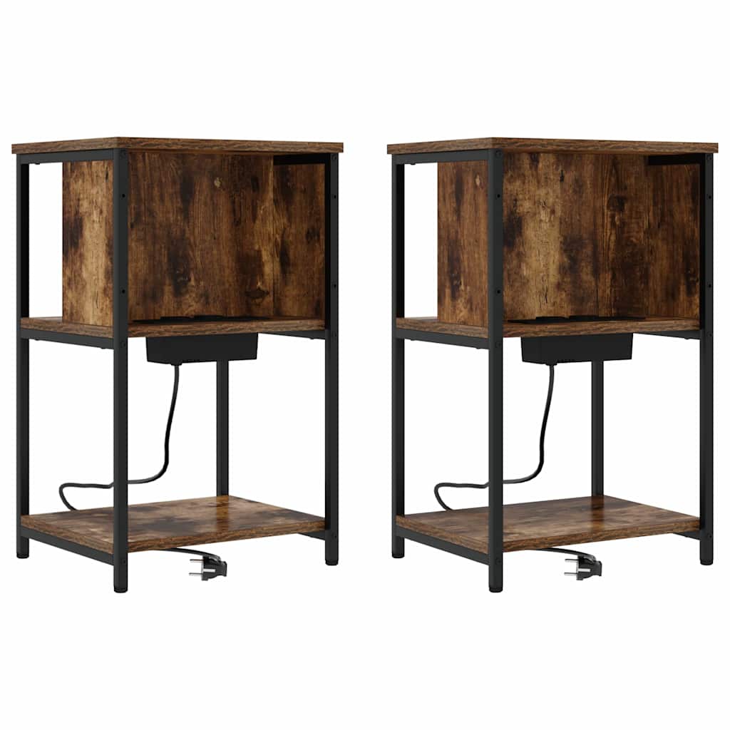 vidaXL Szafka Nocna 2 pcs Dąb wędzony 38 x 31 x 61 cm