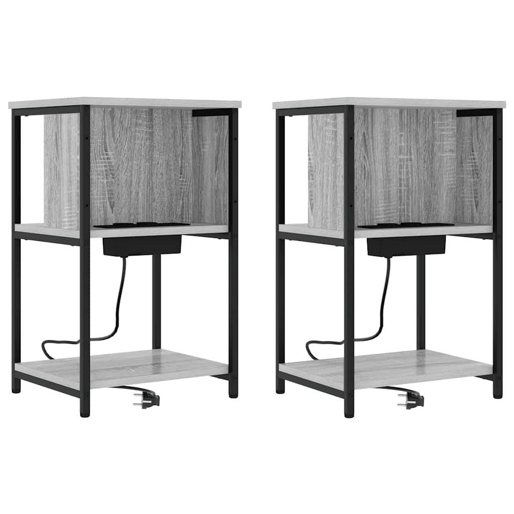 vidaXL Szafka Nocna 2 pcs Szary Sonoma 38 x 31 x 61 cm