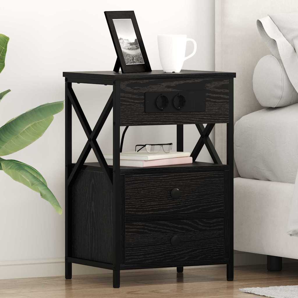 vidaXL Szafka Nocna Czarny Dąb 40 x 31 x 60 cm Materiał drewnopochodny