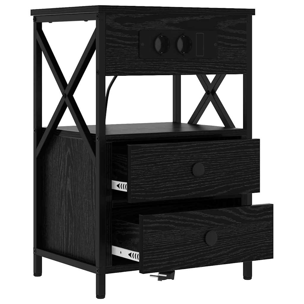 vidaXL Szafka Nocna Czarny Dąb 40 x 31 x 60 cm Materiał drewnopochodny