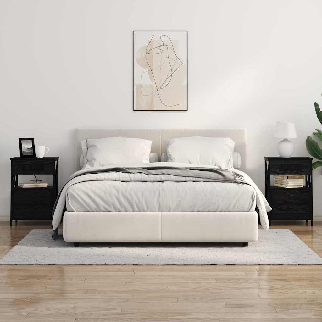 vidaXL Szafka Nocna z szufladą 2 pcs Czarny Dąb 40 x 31 x 60 cm