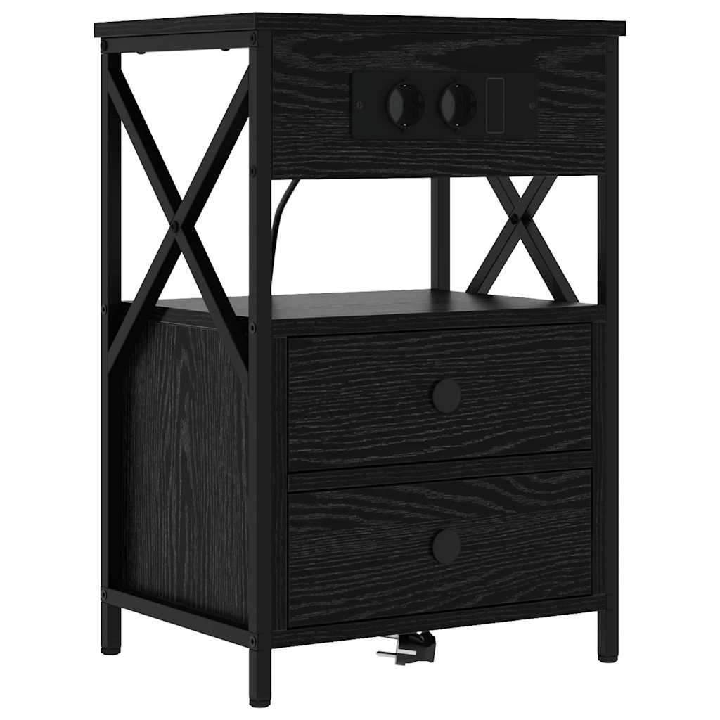 vidaXL Szafka Nocna z szufladą 2 pcs Czarny Dąb 40 x 31 x 60 cm