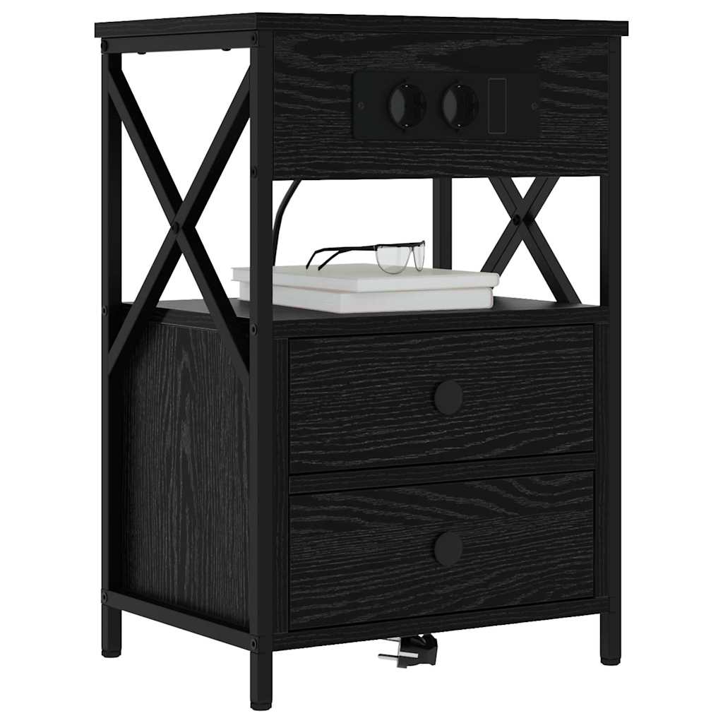 vidaXL Szafka Nocna z szufladą 2 pcs Czarny Dąb 40 x 31 x 60 cm
