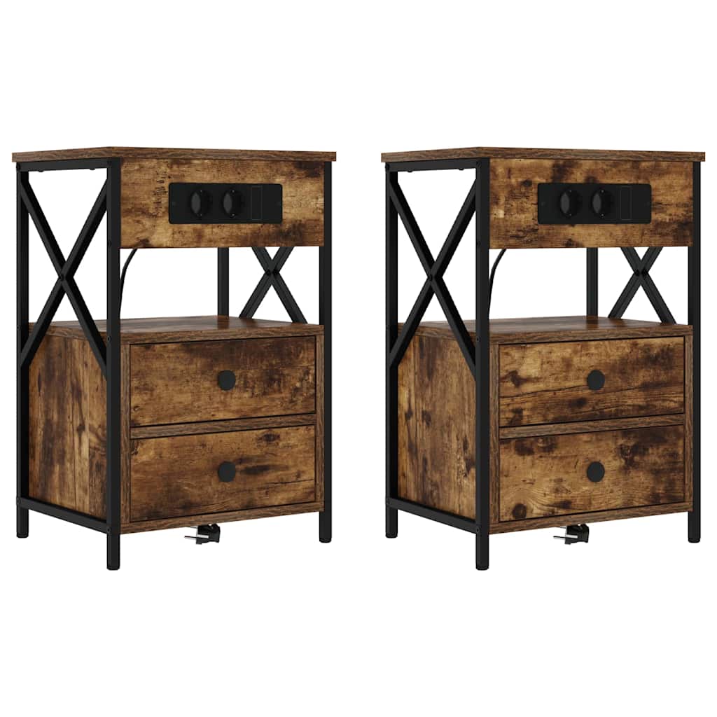 vidaXL Szafka Nocna z szufladą 2 pcs Dąb wędzony 40 x 31 x 60 cm
