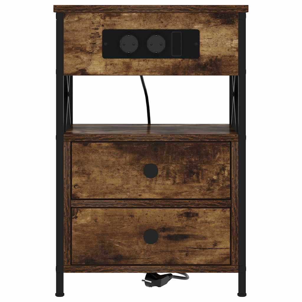 vidaXL Szafka Nocna z szufladą 2 pcs Dąb wędzony 40 x 31 x 60 cm