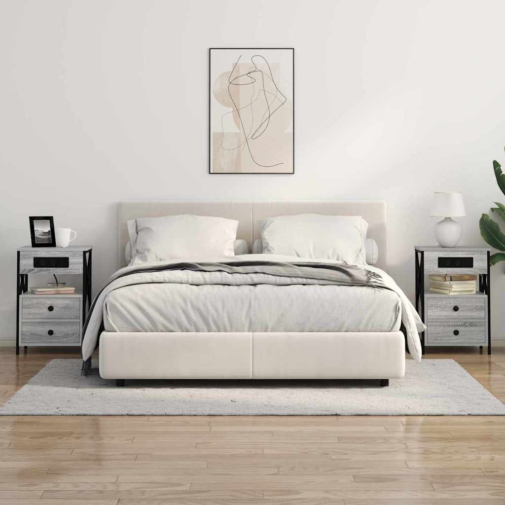 vidaXL Szafka Nocna z szufladą 2 pcs Szary Sonoma 40 x 31 x 60 cm