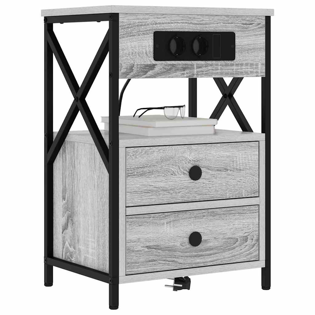 vidaXL Szafka Nocna z szufladą 2 pcs Szary Sonoma 40 x 31 x 60 cm