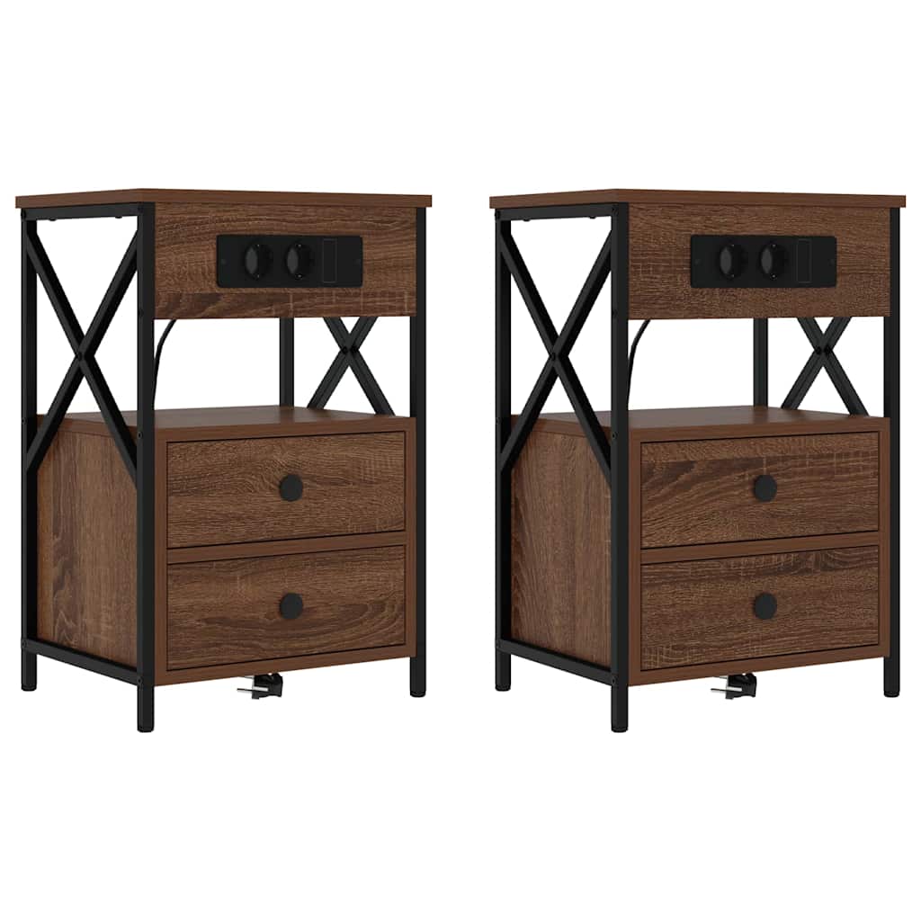 vidaXL Szafka Nocna z szufladą 2 pcs Brązowy dąb 40 x 31 x 60 cm