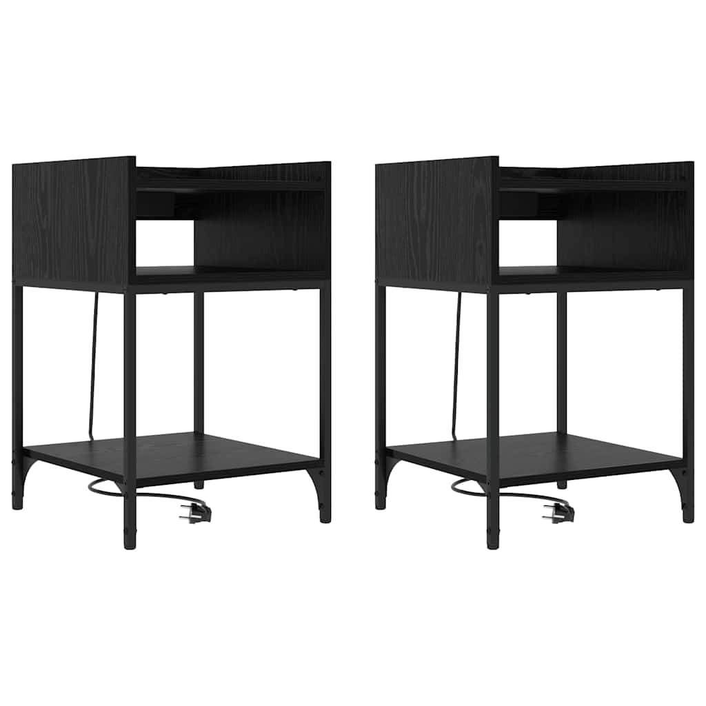 vidaXL Szafka Nocna z półką 2 pcs Czarny Dąb 40 x 40 x 61 cm