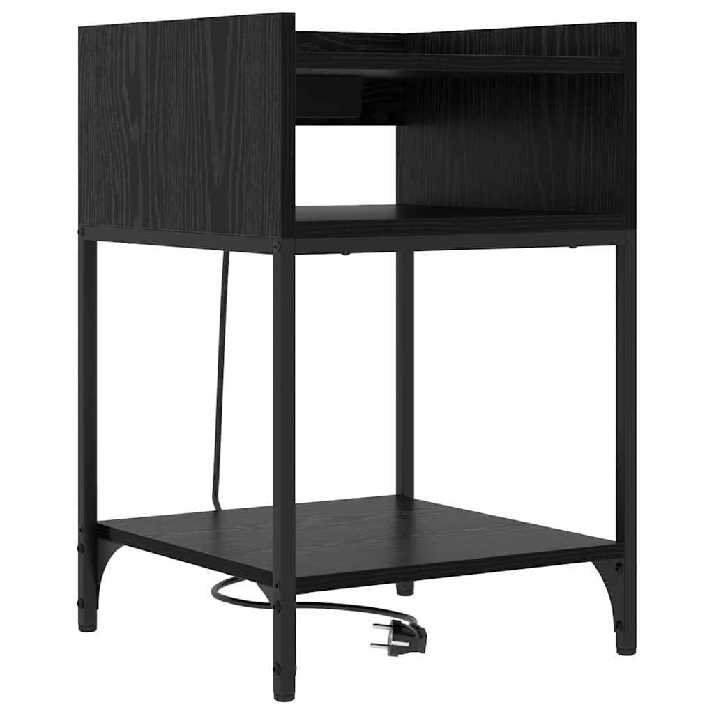 vidaXL Szafka Nocna z półką 2 pcs Czarny Dąb 40 x 40 x 61 cm