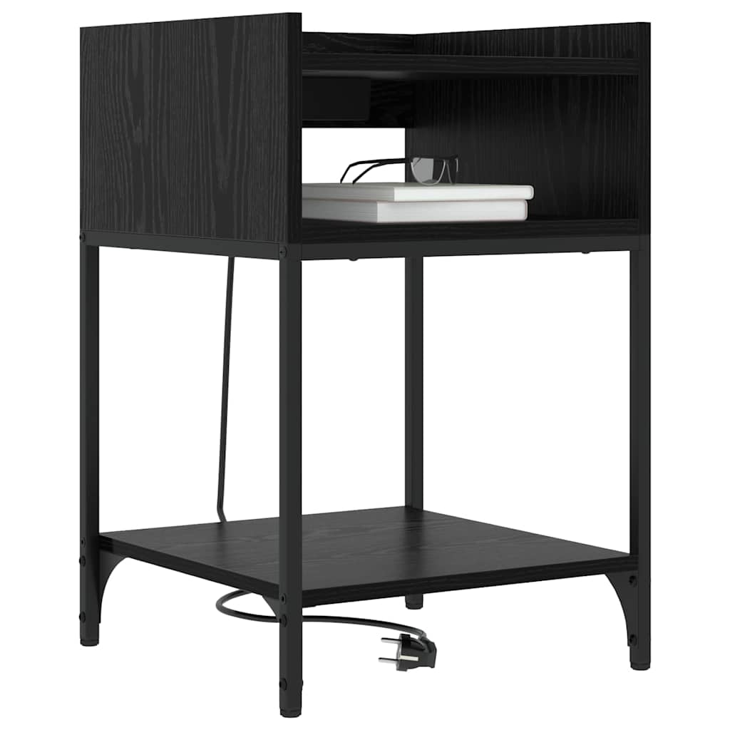 vidaXL Szafka Nocna z półką 2 pcs Czarny Dąb 40 x 40 x 61 cm
