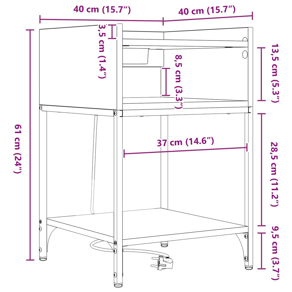vidaXL Szafka Nocna Dąb Sonoma 40 x 40 x 61 cm Materiał drewnopochodny