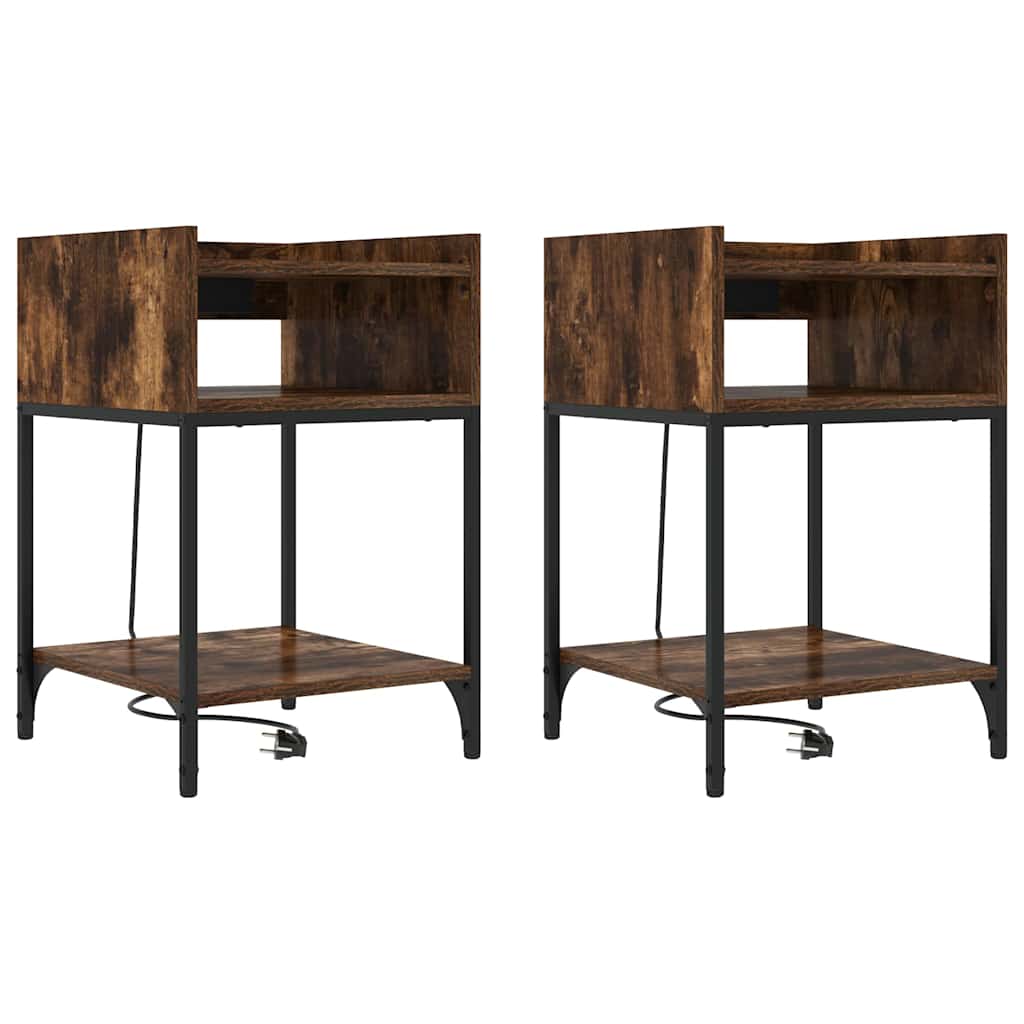 vidaXL Szafka Nocna z półką 2 pcs Dąb wędzony 40 x 40 x 61 cm