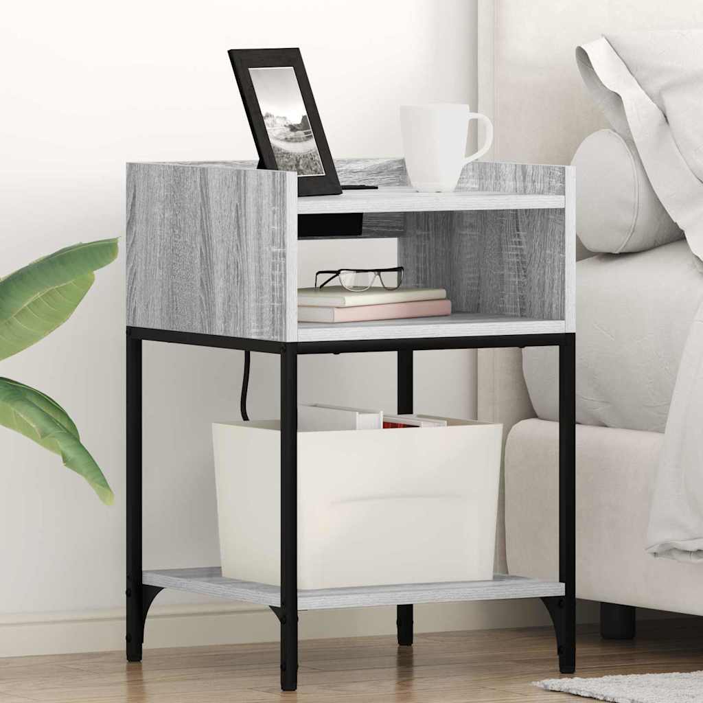 vidaXL Szafka Nocna z półką 2 pcs Szary Sonoma 40 x 40 x 61 cm