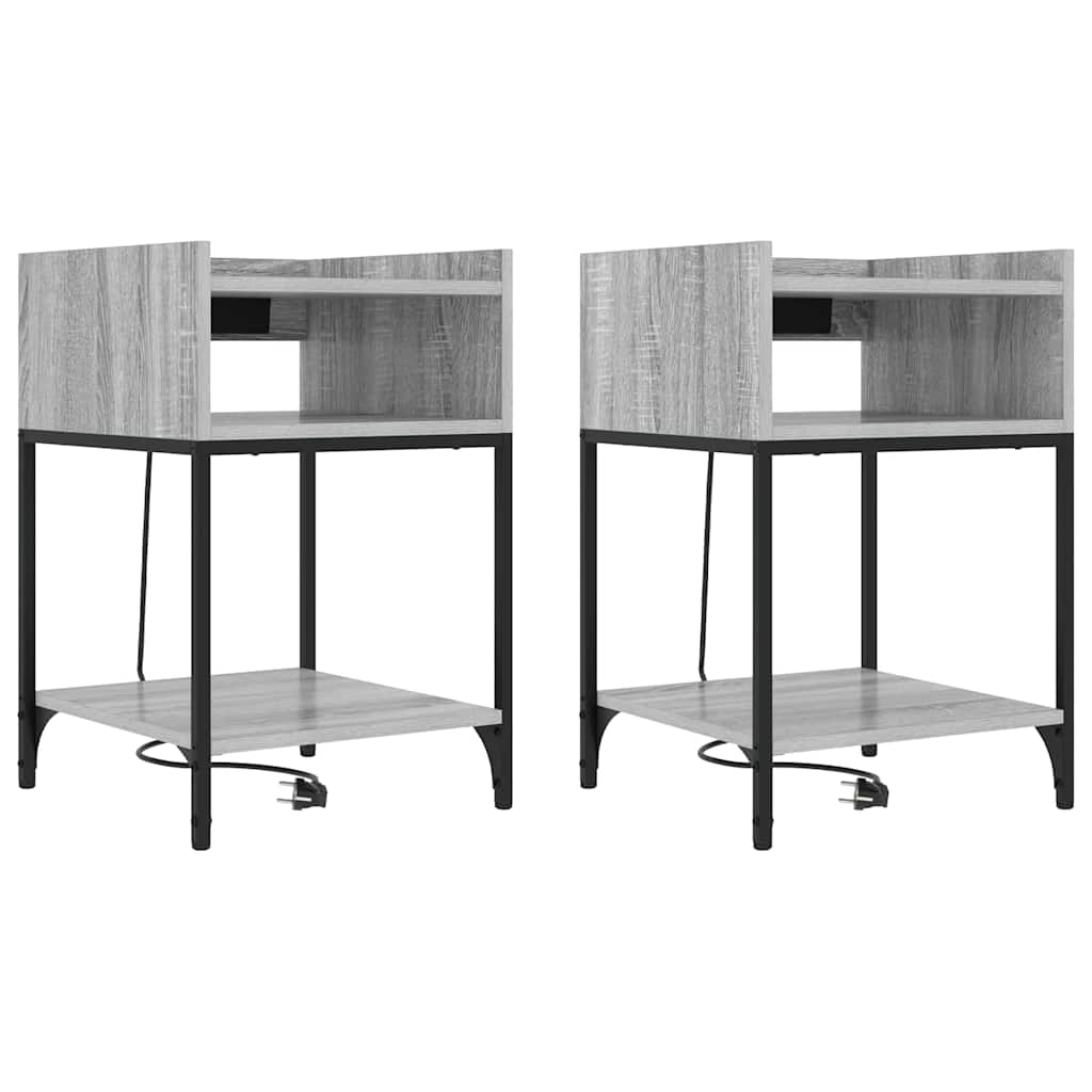 vidaXL Szafka Nocna z półką 2 pcs Szary Sonoma 40 x 40 x 61 cm