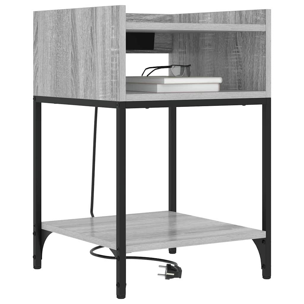 vidaXL Szafka Nocna z półką 2 pcs Szary Sonoma 40 x 40 x 61 cm