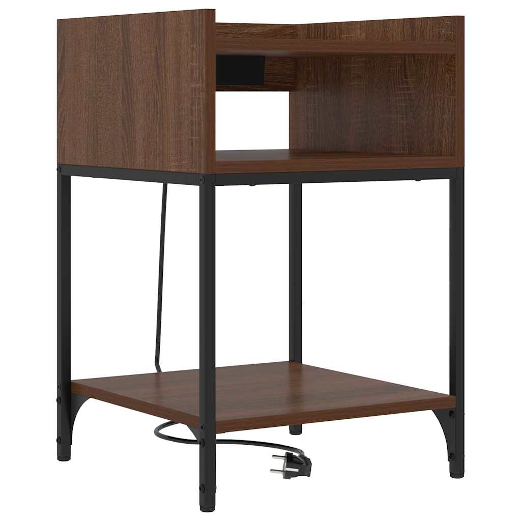 vidaXL Szafka Nocna z półką 2 pcs Brązowy dąb 40 x 40 x 61 cm