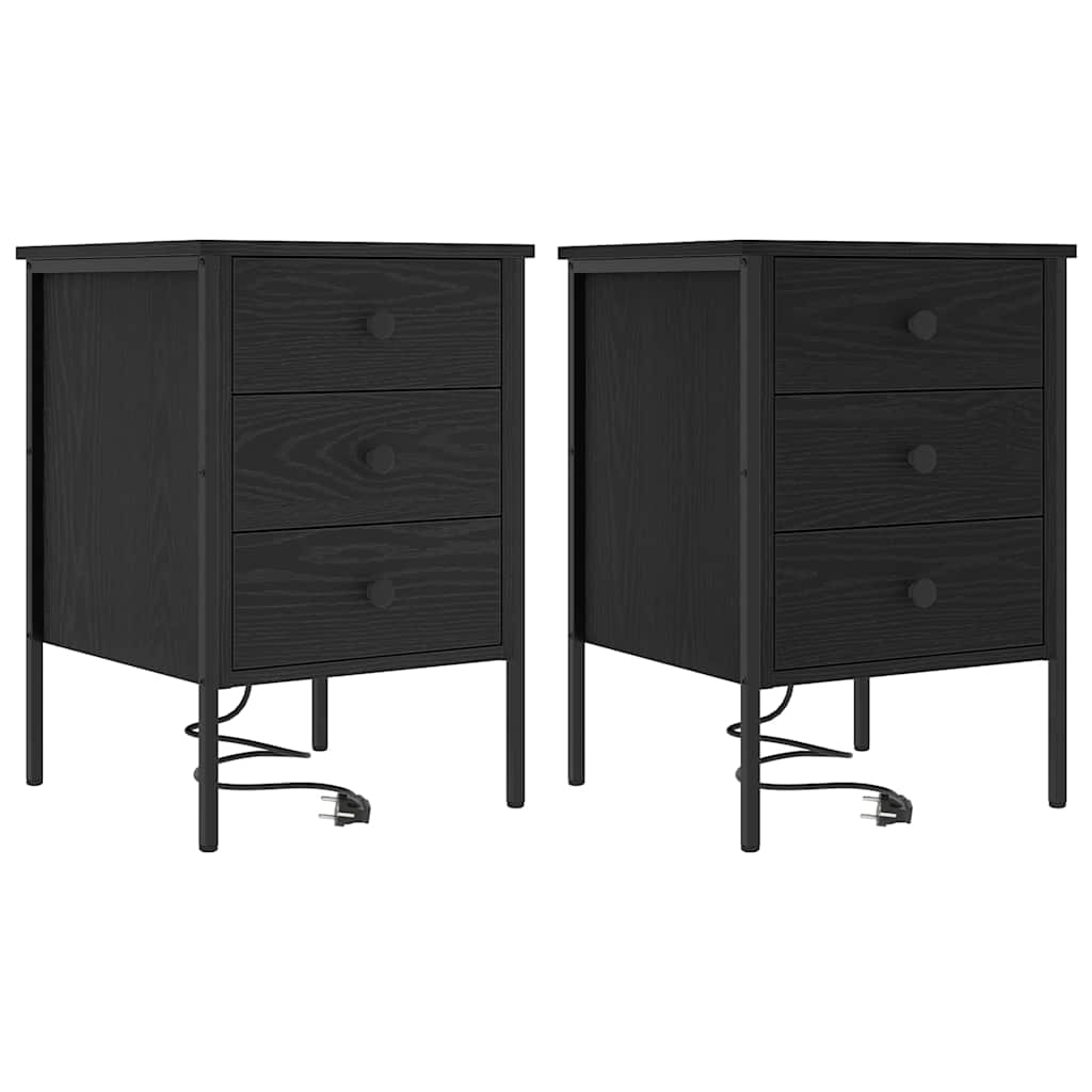 vidaXL Szafka Nocna z szufladą 2 pcs Czarny Dąb 42 x 41 x 61 cm