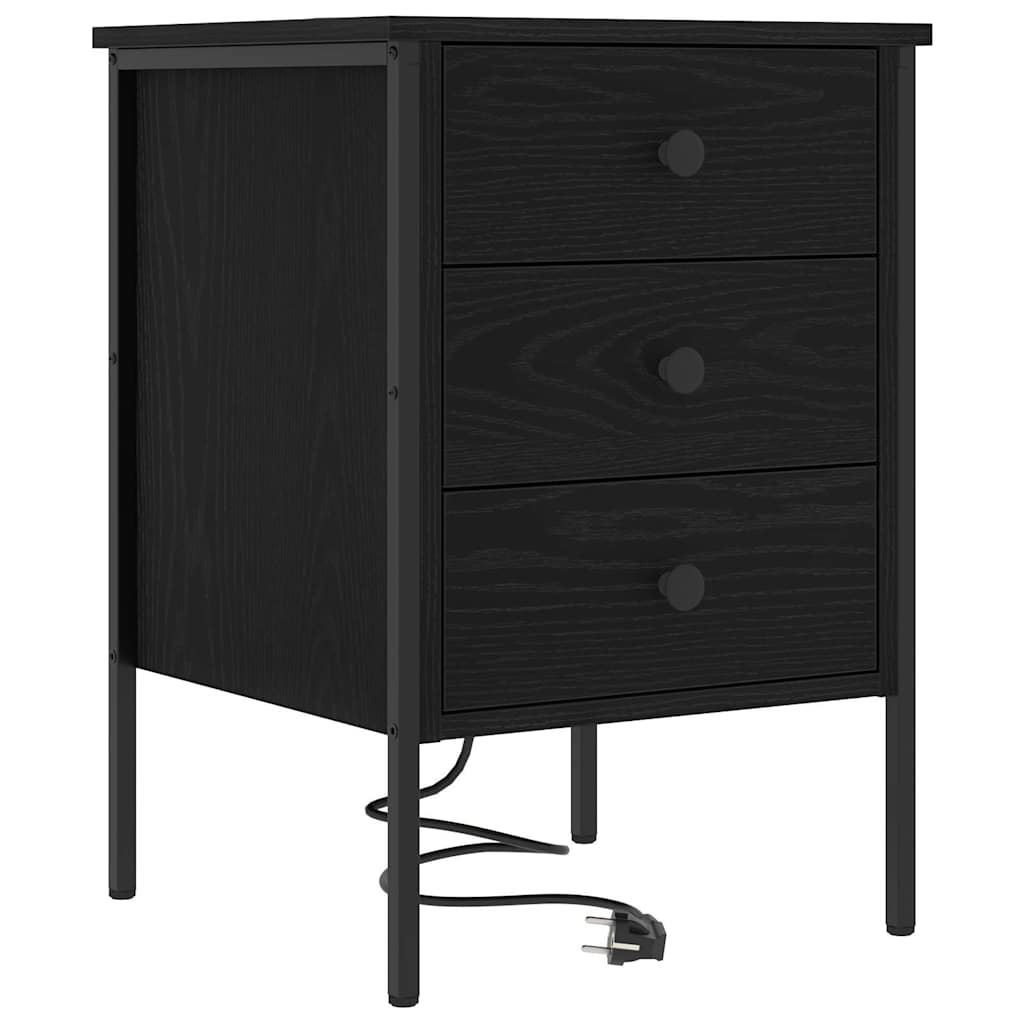 vidaXL Szafka Nocna z szufladą 2 pcs Czarny Dąb 42 x 41 x 61 cm