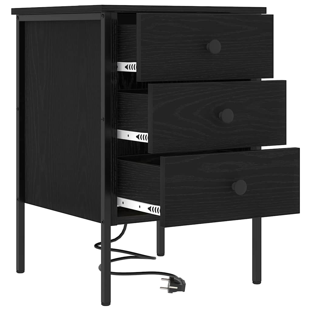 vidaXL Szafka Nocna z szufladą 2 pcs Czarny Dąb 42 x 41 x 61 cm