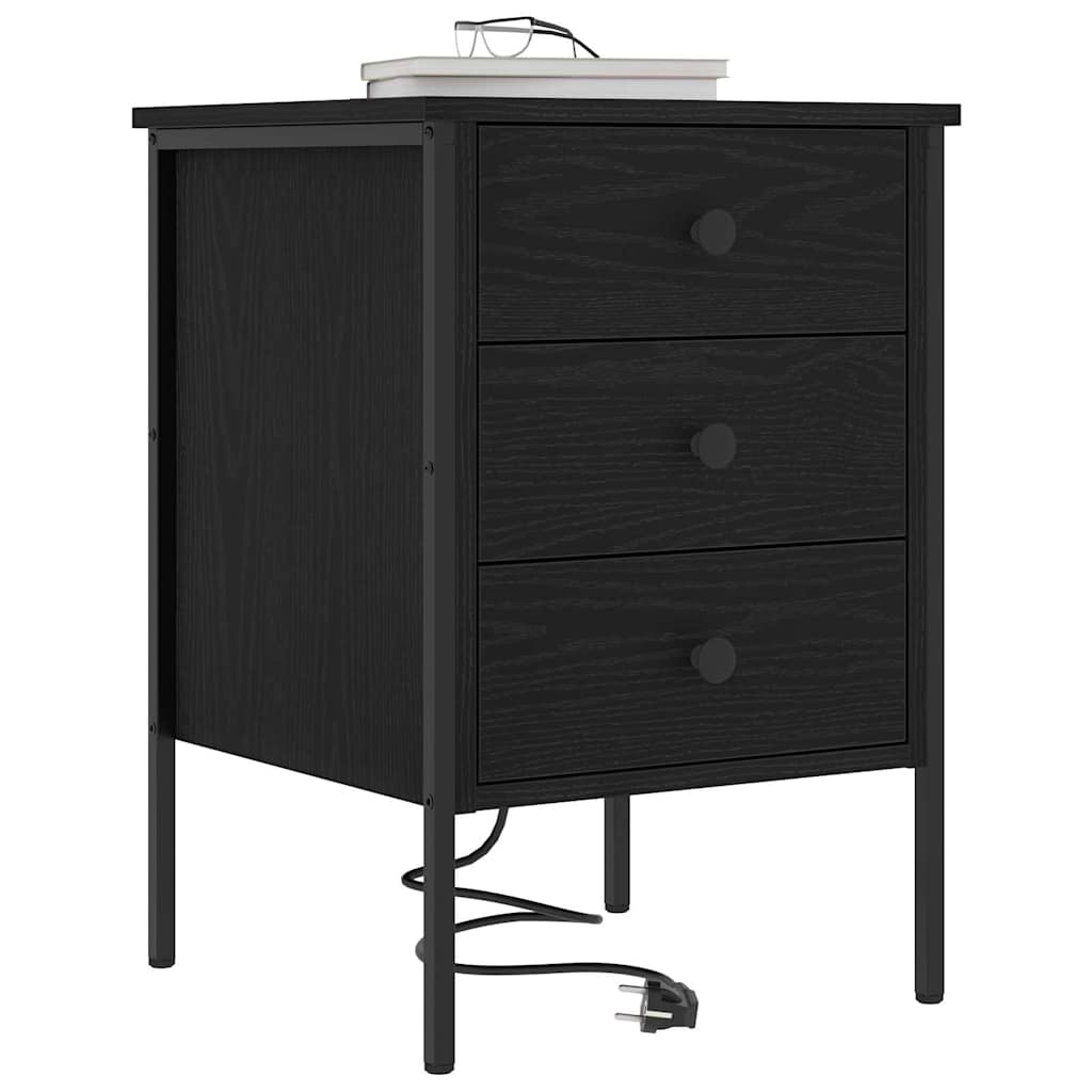vidaXL Szafka Nocna z szufladą 2 pcs Czarny Dąb 42 x 41 x 61 cm