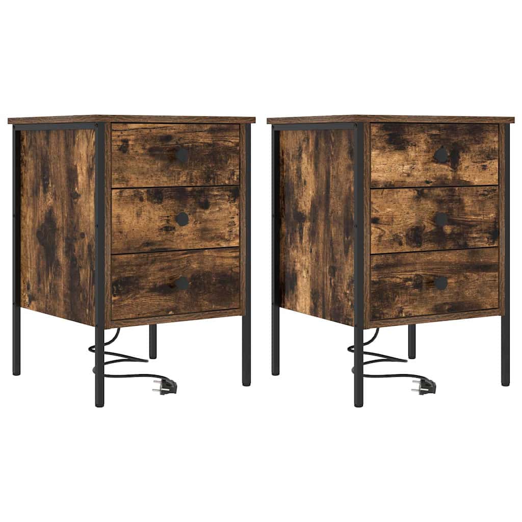 vidaXL Szafka Nocna z szufladą 2 pcs Dąb wędzony 42 x 41 x 61 cm