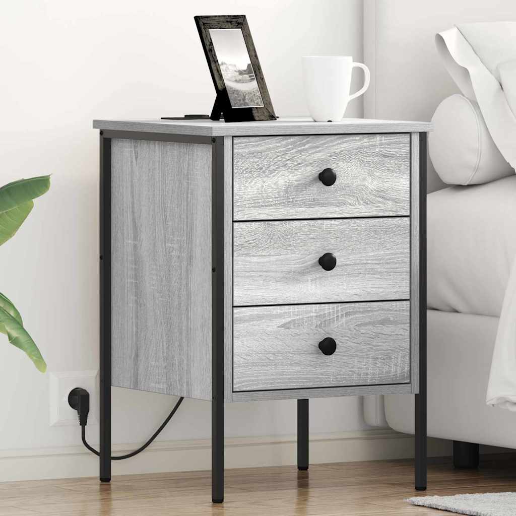 vidaXL Szafka Nocna z szufladą 2 pcs Szary Sonoma 42 x 41 x 61 cm