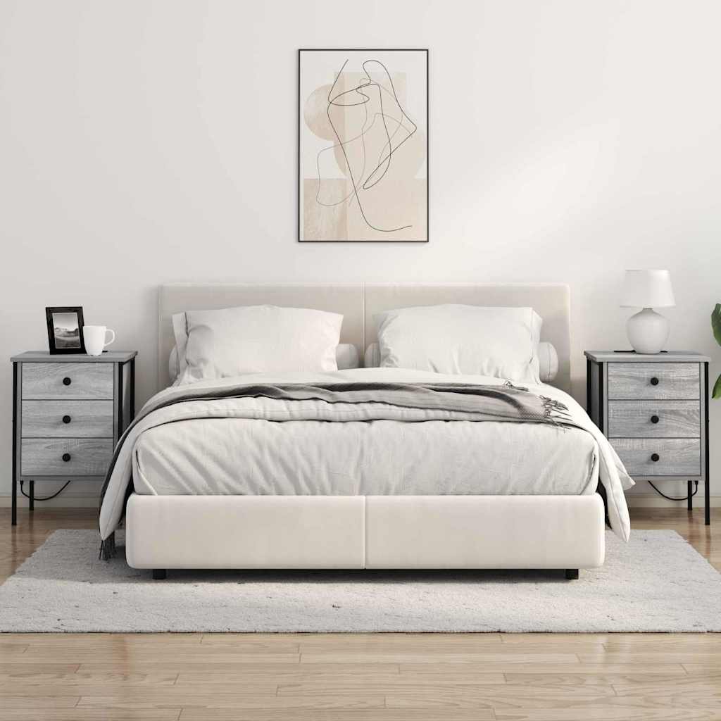 vidaXL Szafka Nocna z szufladą 2 pcs Szary Sonoma 42 x 41 x 61 cm