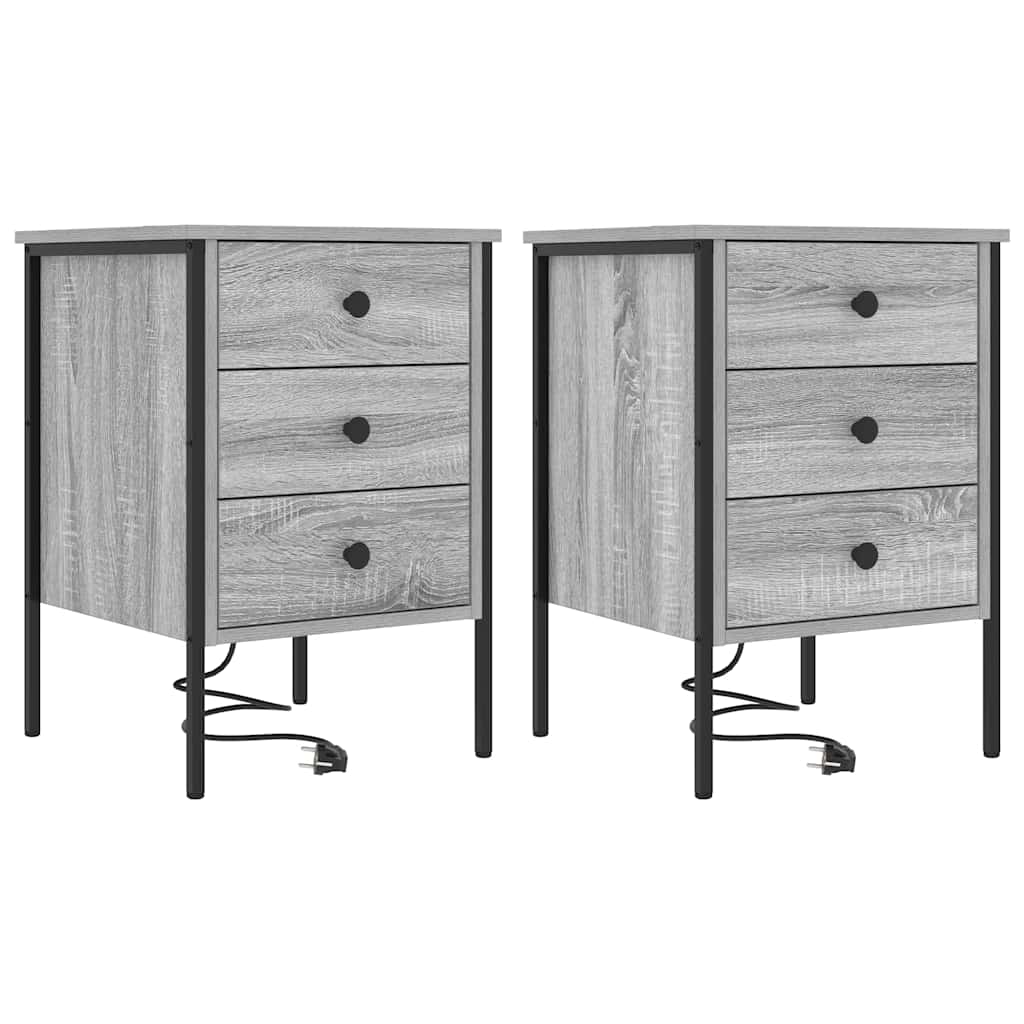 vidaXL Szafka Nocna z szufladą 2 pcs Szary Sonoma 42 x 41 x 61 cm