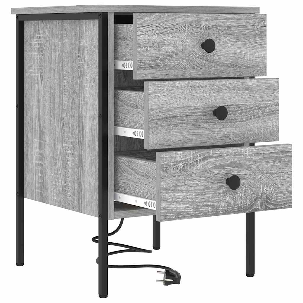 vidaXL Szafka Nocna z szufladą 2 pcs Szary Sonoma 42 x 41 x 61 cm