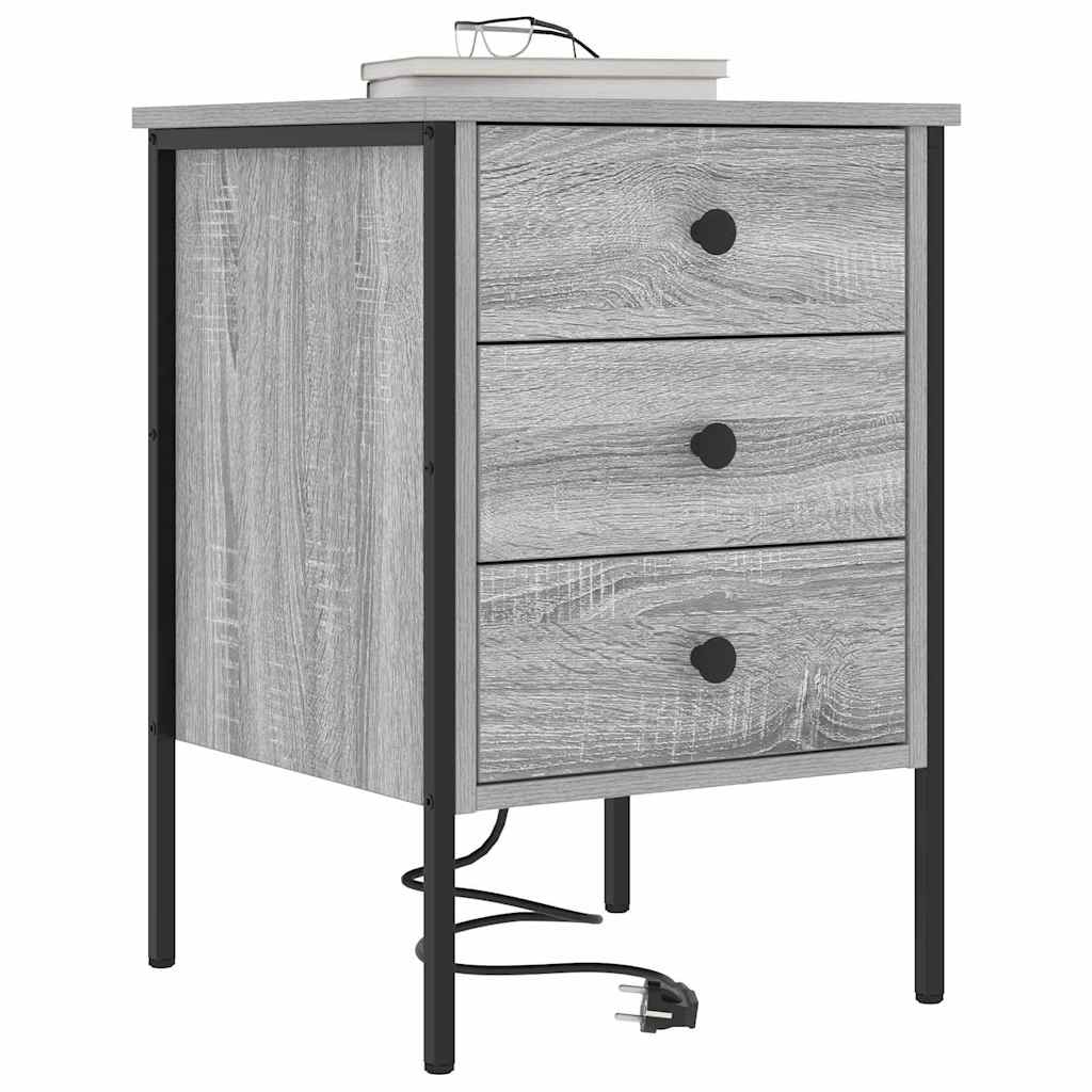 vidaXL Szafka Nocna z szufladą 2 pcs Szary Sonoma 42 x 41 x 61 cm