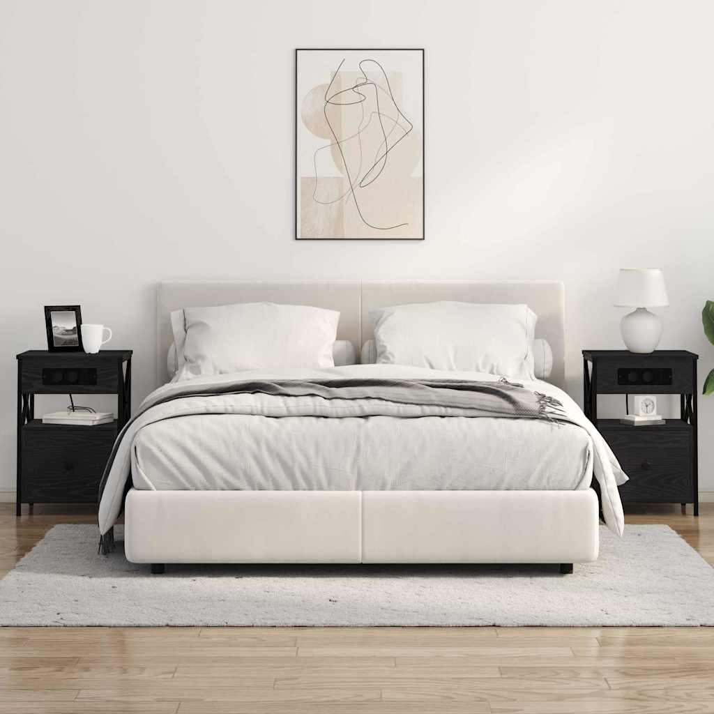 vidaXL Szafka Nocna z szufladą 2 pcs Czarny Dąb 40 x 31 x 60 cm