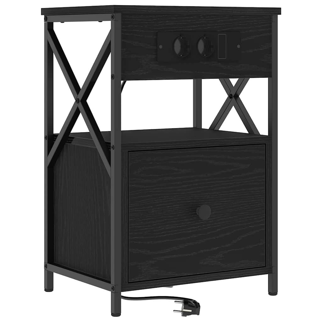 vidaXL Szafka Nocna z szufladą 2 pcs Czarny Dąb 40 x 31 x 60 cm