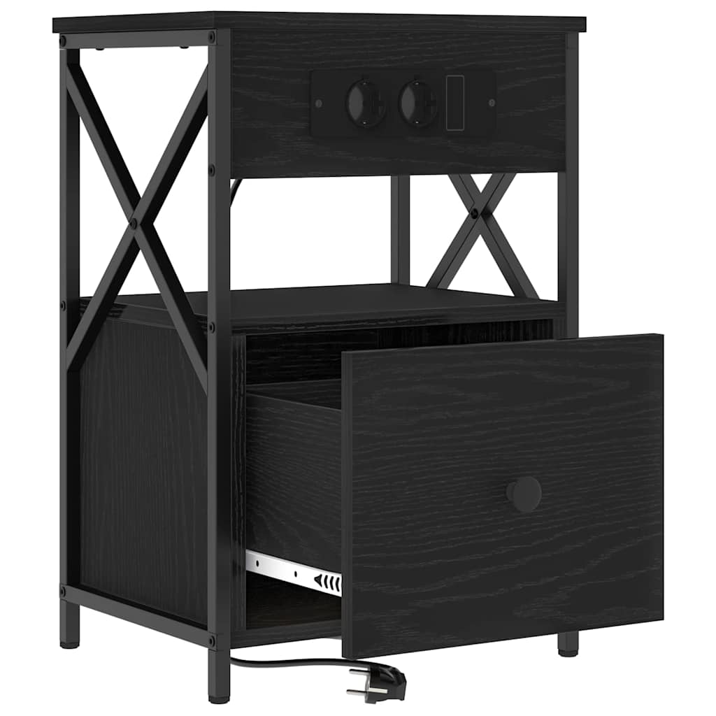 vidaXL Szafka Nocna z szufladą 2 pcs Czarny Dąb 40 x 31 x 60 cm