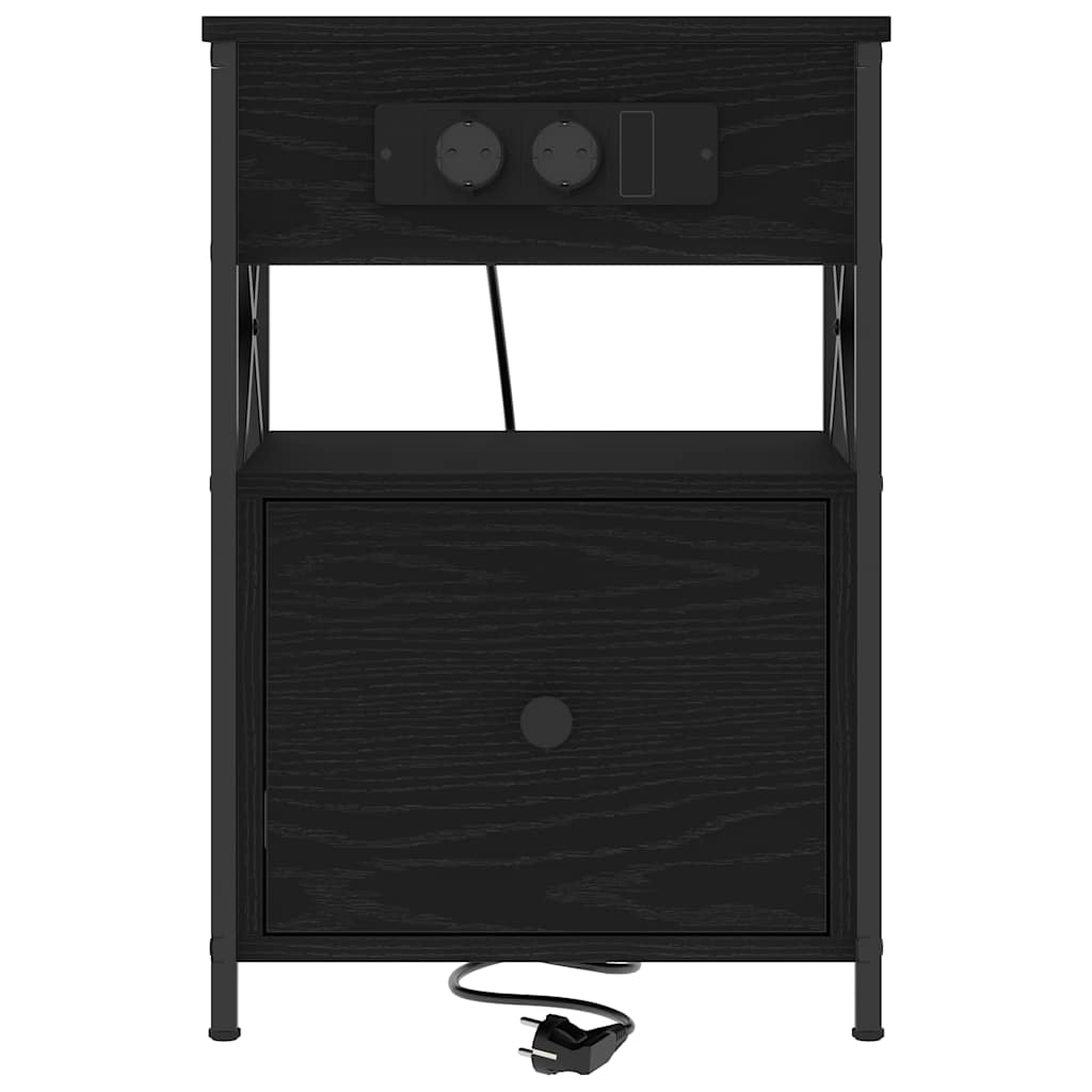 vidaXL Szafka Nocna z szufladą 2 pcs Czarny Dąb 40 x 31 x 60 cm