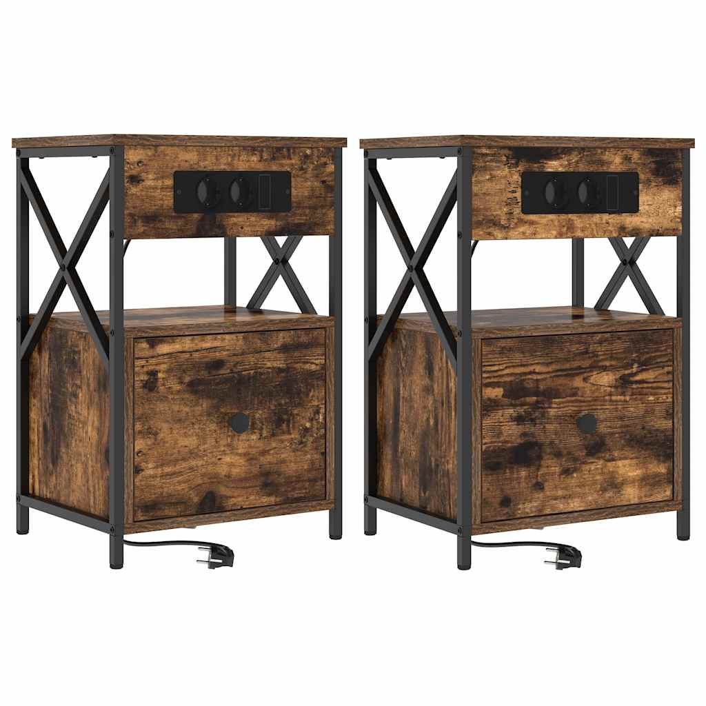 vidaXL Szafka Nocna z szufladą 2 pcs Dąb wędzony 40 x 31 x 60 cm