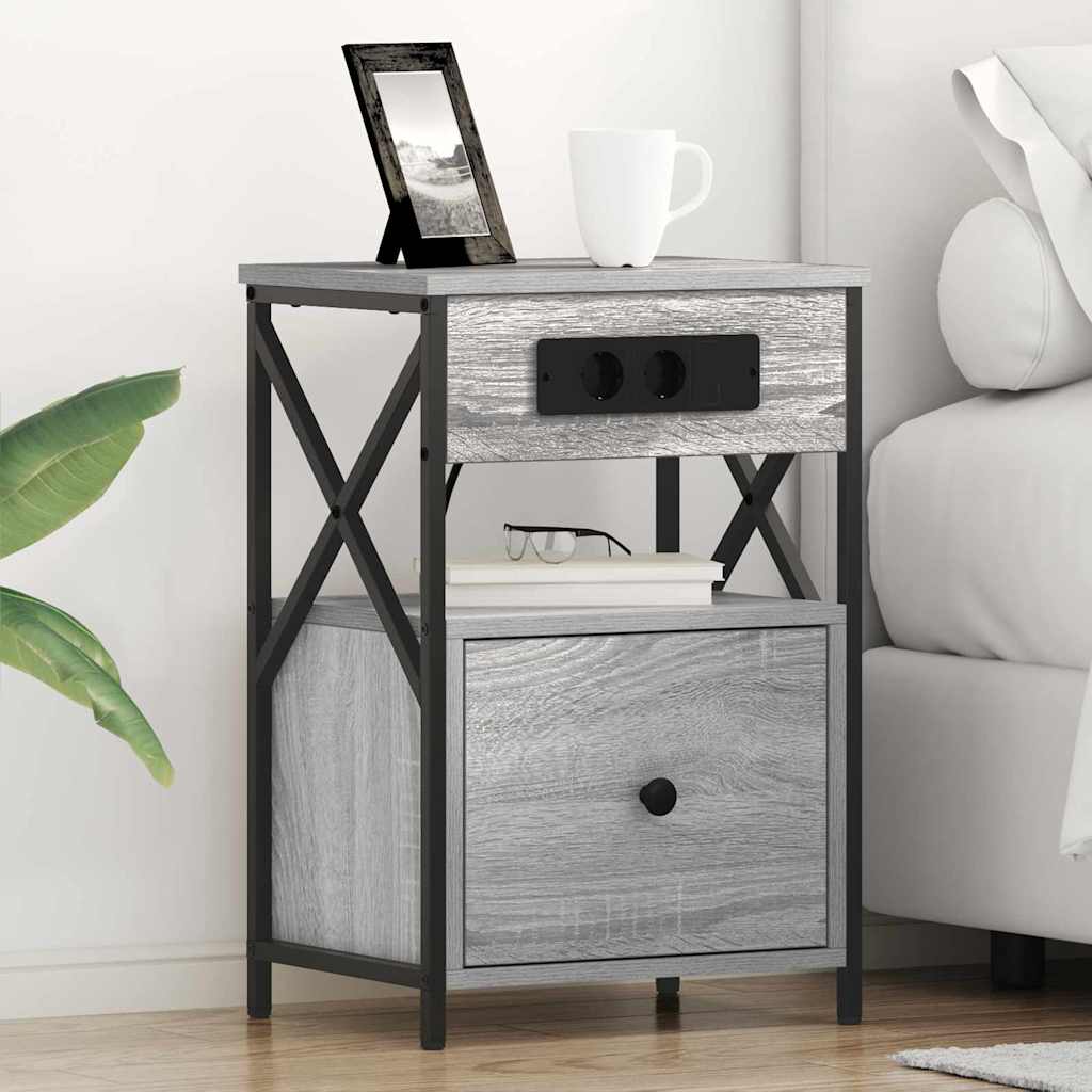 vidaXL Szafka Nocna z szufladą 2 pcs Szary Sonoma 40 x 31 x 60 cm