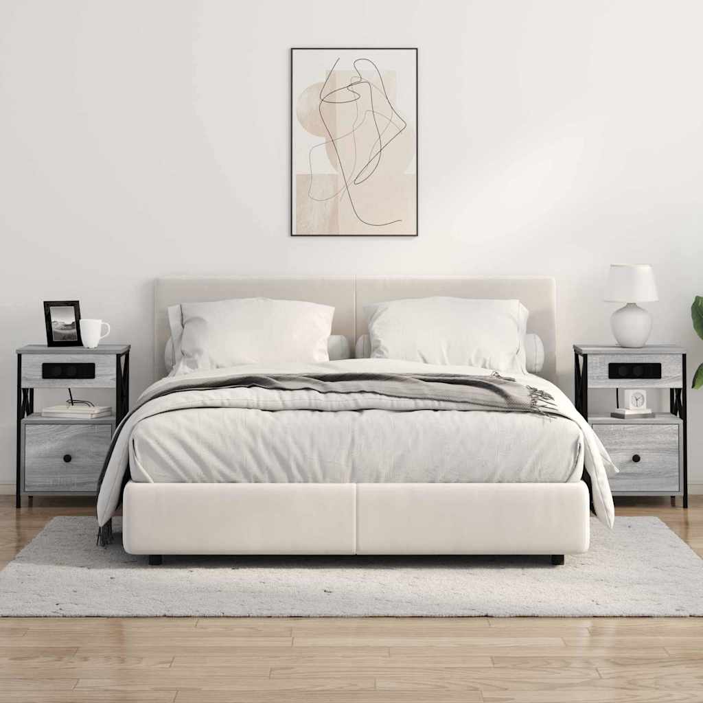 vidaXL Szafka Nocna z szufladą 2 pcs Szary Sonoma 40 x 31 x 60 cm